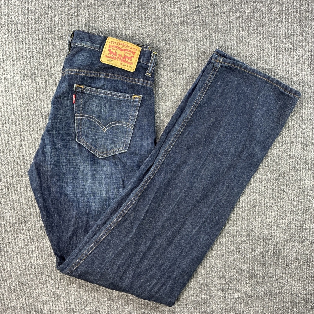 Levi's 569 Jeans Mens 30x34 FITS 32x36 Blue Loose Straight Relaxed Denim